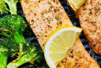 Crispy Air Fryer Lemon Salmon with Roasted Broccoli
