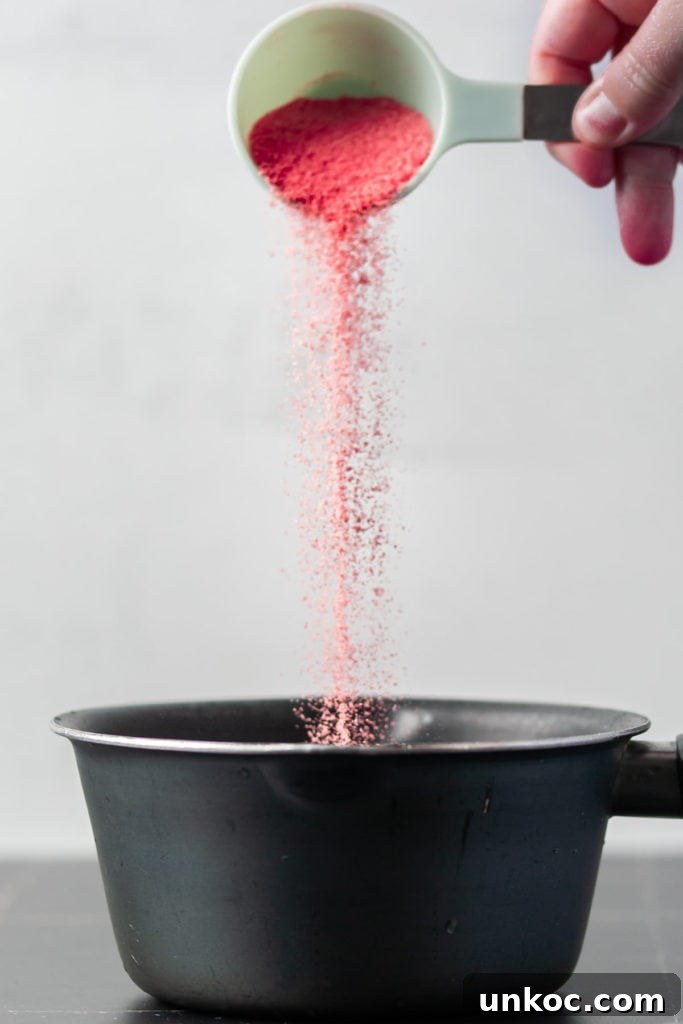 5 Ingredient Red White and Blue Jello Shots 4 Pouring Jello into a Pot