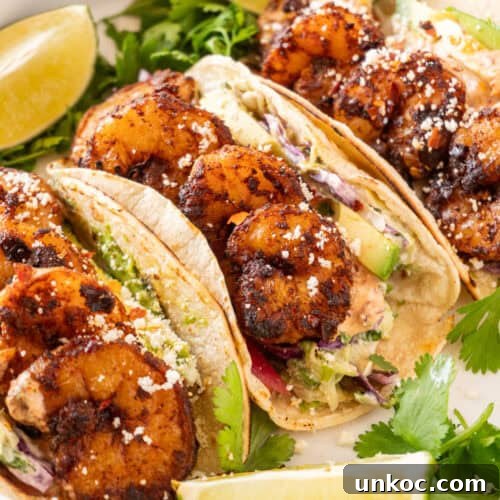 Spicy shrimp tacos featured image.
