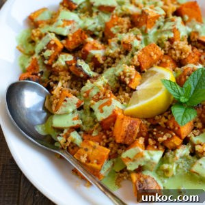 Mexican Quinoa Salad with Roasted Sweet Potatoes 2 Mexican roasted sweet potato quinoa salad with creamy cilantro mint dressing