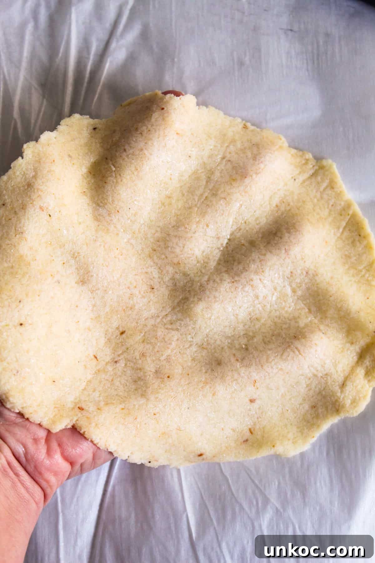 Soft Keto Almond Flour Tortillas That Fold Without Cracking 13 A Flattened Tortilla with Slightly Thicker Edges