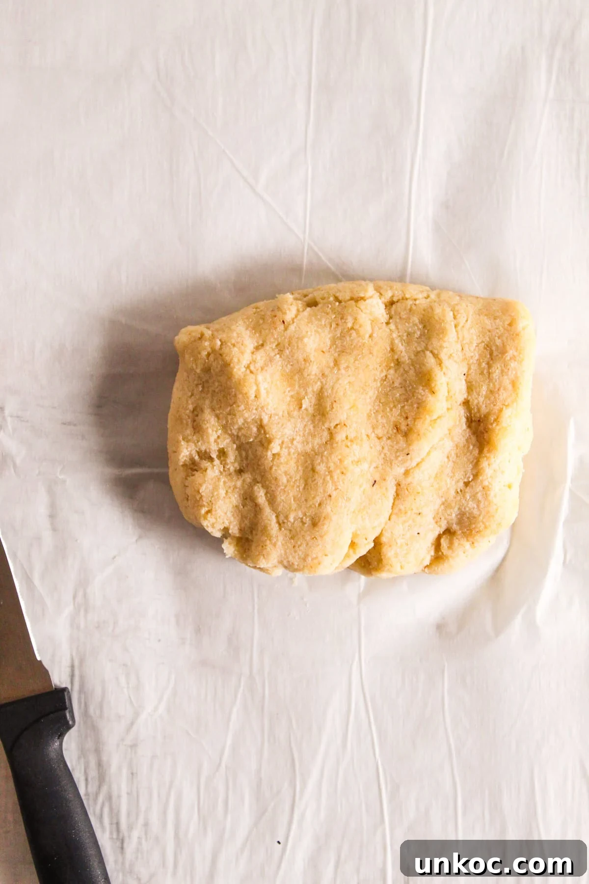 Soft Keto Almond Flour Tortillas That Fold Without Cracking 9 Almond Flour Tortilla Dough Transferred to a Parchment Paper