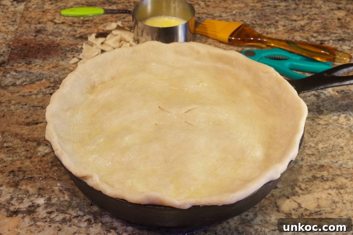 Cast Iron Skillet Chicken Pot Pie with Crispy Golden Crust 3 Pot pie close-up