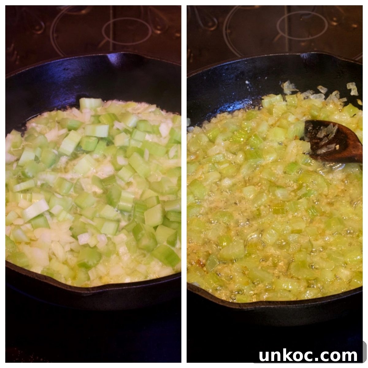 Cast Iron Skillet Chicken Pot Pie with Crispy Golden Crust 5 Saute vegetables