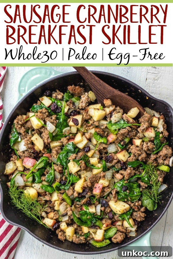 Whole30 Egg-Free Sausage Breakfast Skillet Whole30 egg-free sausage breakfast skillet with cranberries