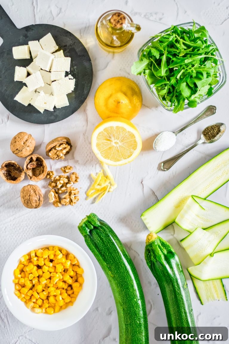 Fresh Summer Zucchini Salad with Lemon and Herbs 3 Ingredients for making raw zucchini salad