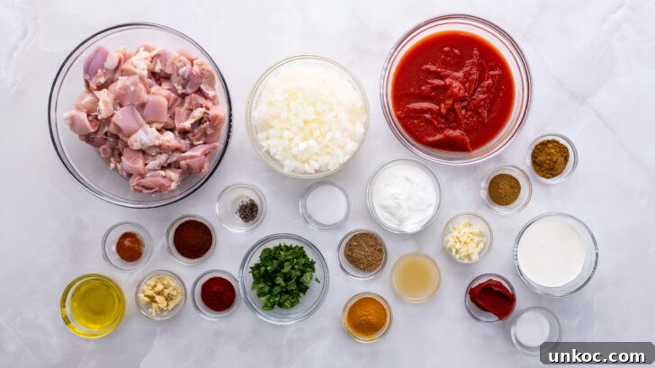 Ingredients for this slow cooker chicken tikka masala recipe