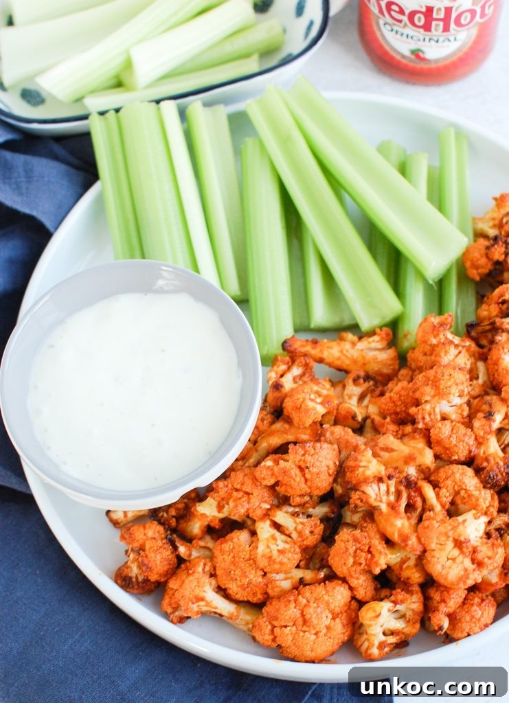 Crispy Air Fryer Buffalo Cauliflower Bites 5 Air Fryer Buffalo Cauliflower with blue cheese dressing