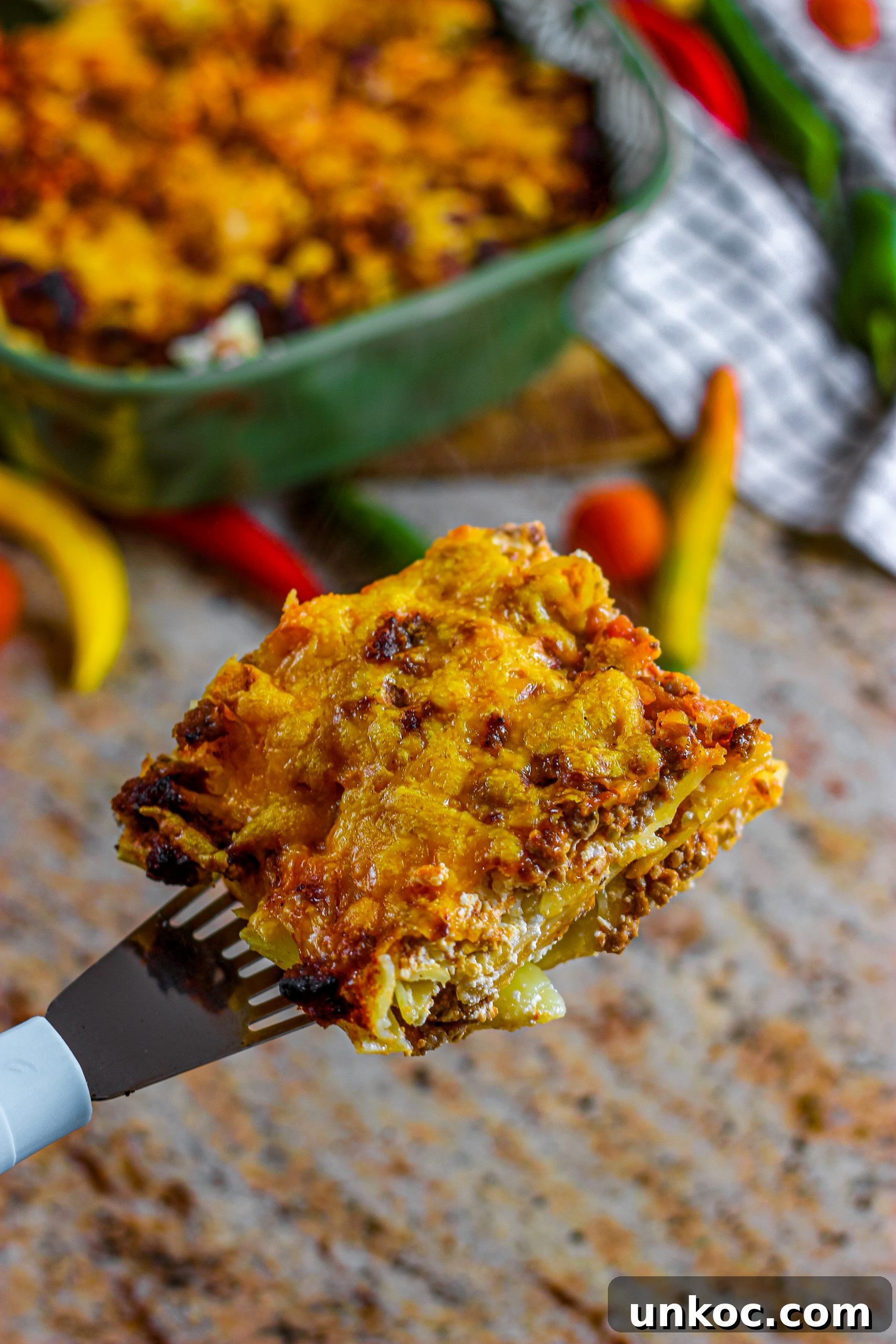 Poor Mans Husband Casserole with Ground Beef 7 Serving of Poor Man Husband Casserole with melted cheese