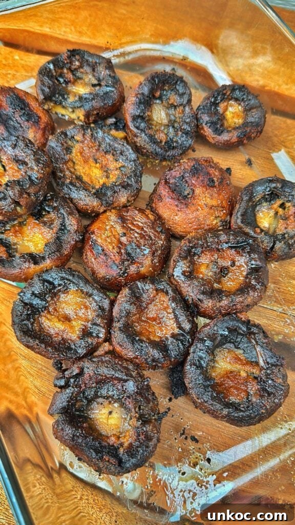 Steakhouse Style Garlic Butter Marinated Grilled Mushrooms