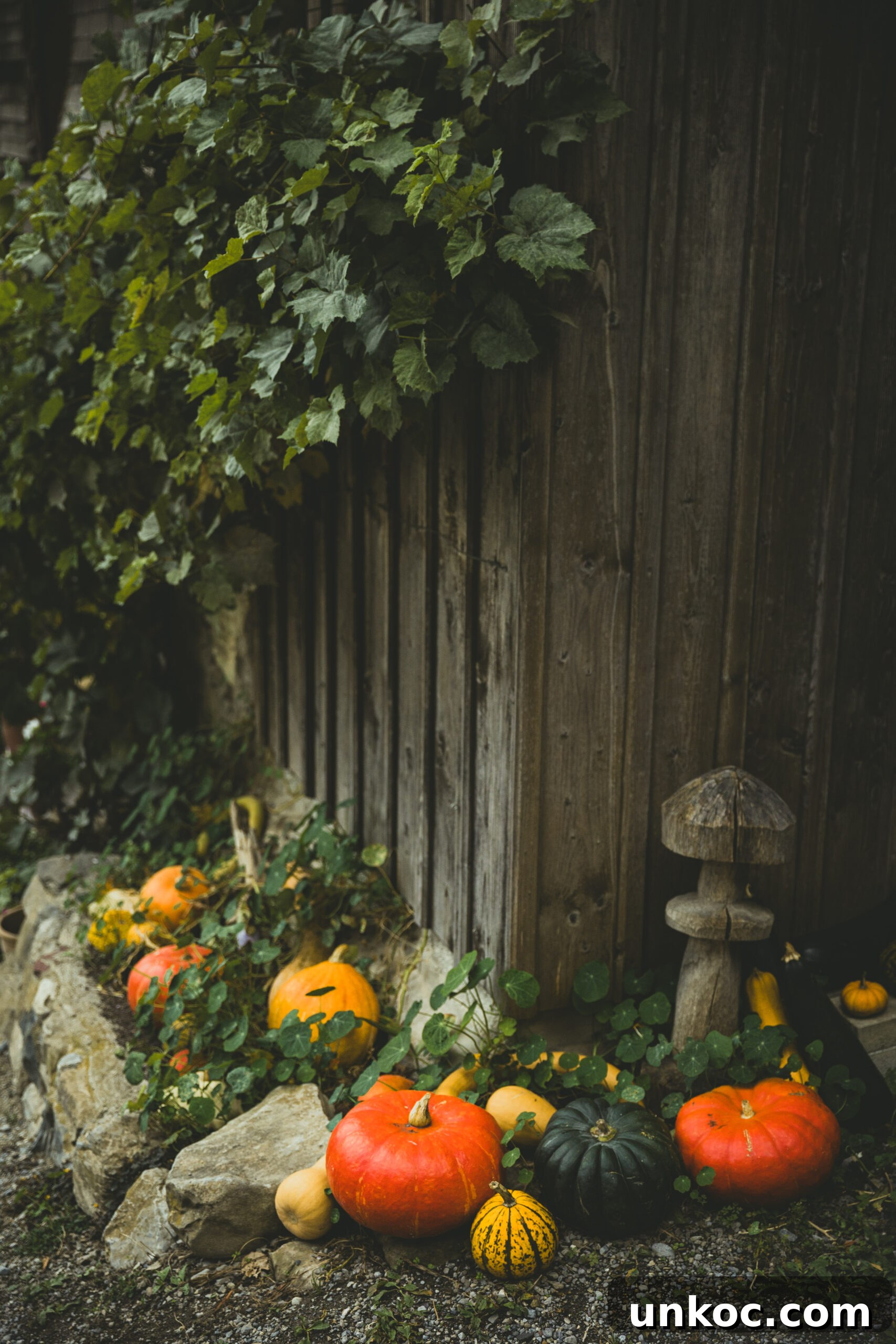 Pumpkin Recipes from Around the World to Try This Fall 5 Different size and colored pumpkins against a wooden fence