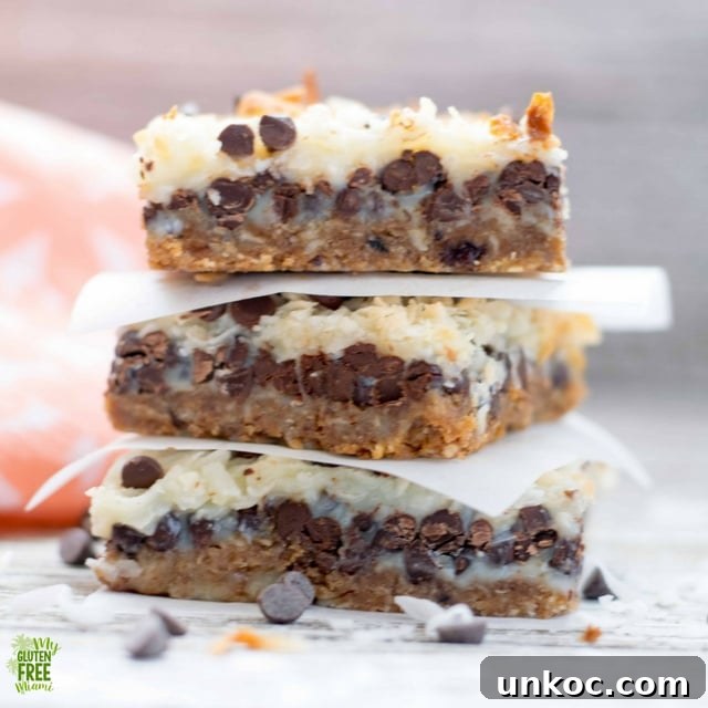 Gluten Free Oatmeal Cookie Magic Bars 7 stack of gluten free cookies