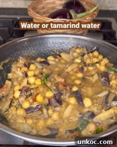 Jaffna Eggplant Chickpea Curry Sri Lankan Brinjal Recipe 35 Vibrant Sri Lankan brinjal curry with chickpeas and spices in a savory sauce.
