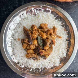 Jaffna Eggplant Chickpea Curry Sri Lankan Brinjal Recipe 41 Authentic Sri Lankan brinjal curry served with white rice.