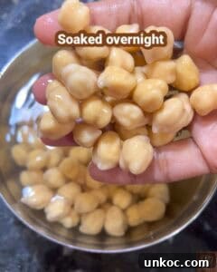 Jaffna Eggplant Chickpea Curry Sri Lankan Brinjal Recipe 6 Soaked overnight chickpeas for Sri Lankan brinjal curry preparation.