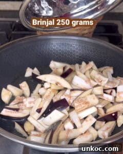 Jaffna Eggplant Chickpea Curry Sri Lankan Brinjal Recipe 9 Brinjal and chickpeas cooking for Sri Lankan curry.