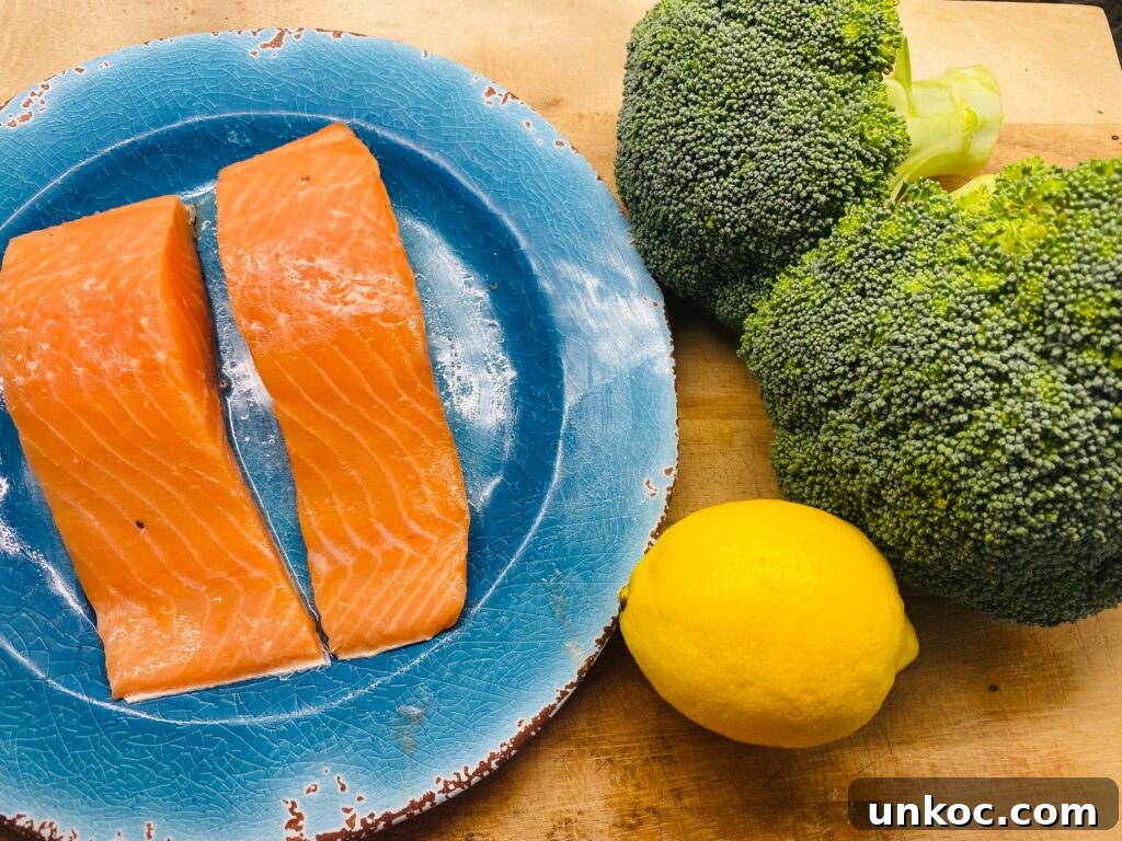 Crispy Air Fryer Lemon Salmon with Roasted Broccoli 2 ingredients for the dish