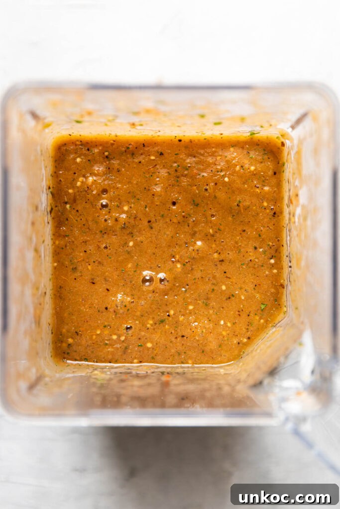 roasted tomatillo salsa in a blender.