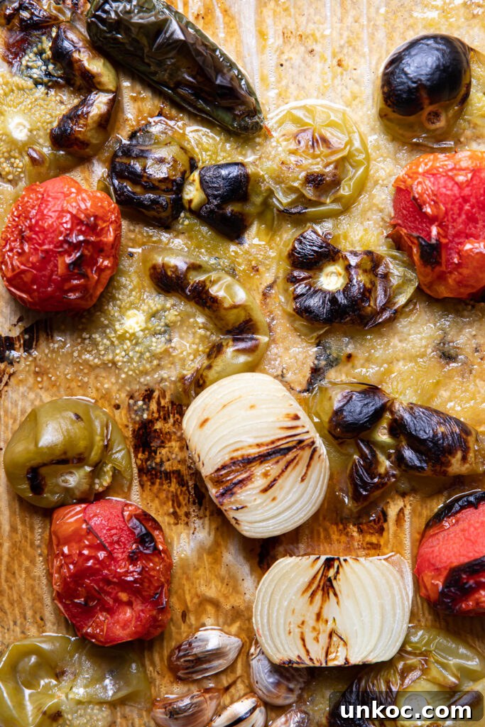 roasted vegetables on a sheet pan.