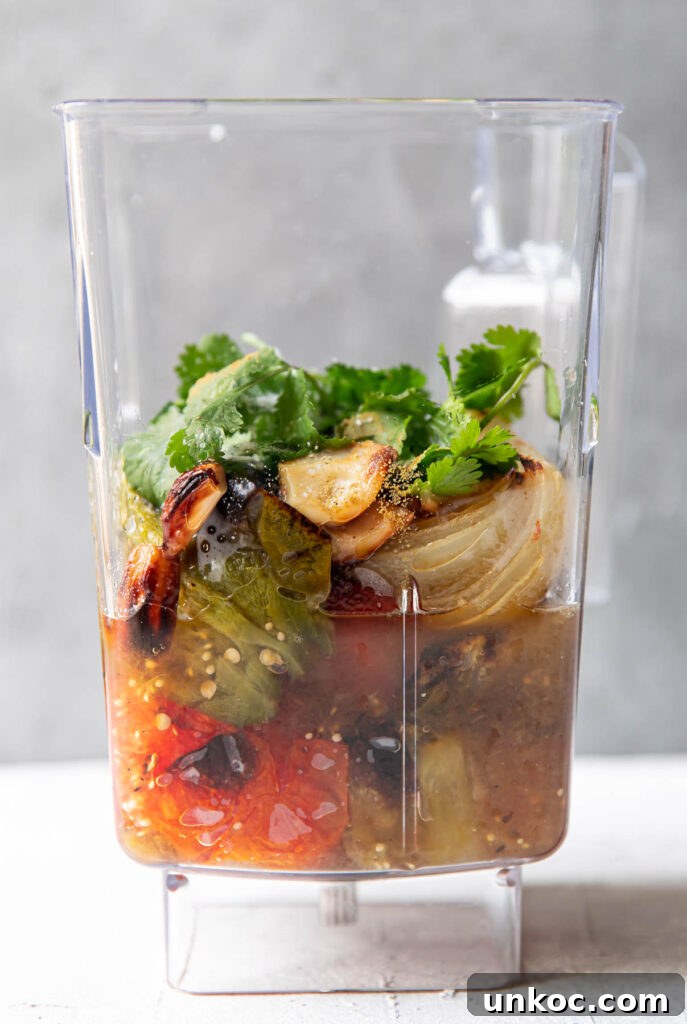 roasted vegetables in a blender.