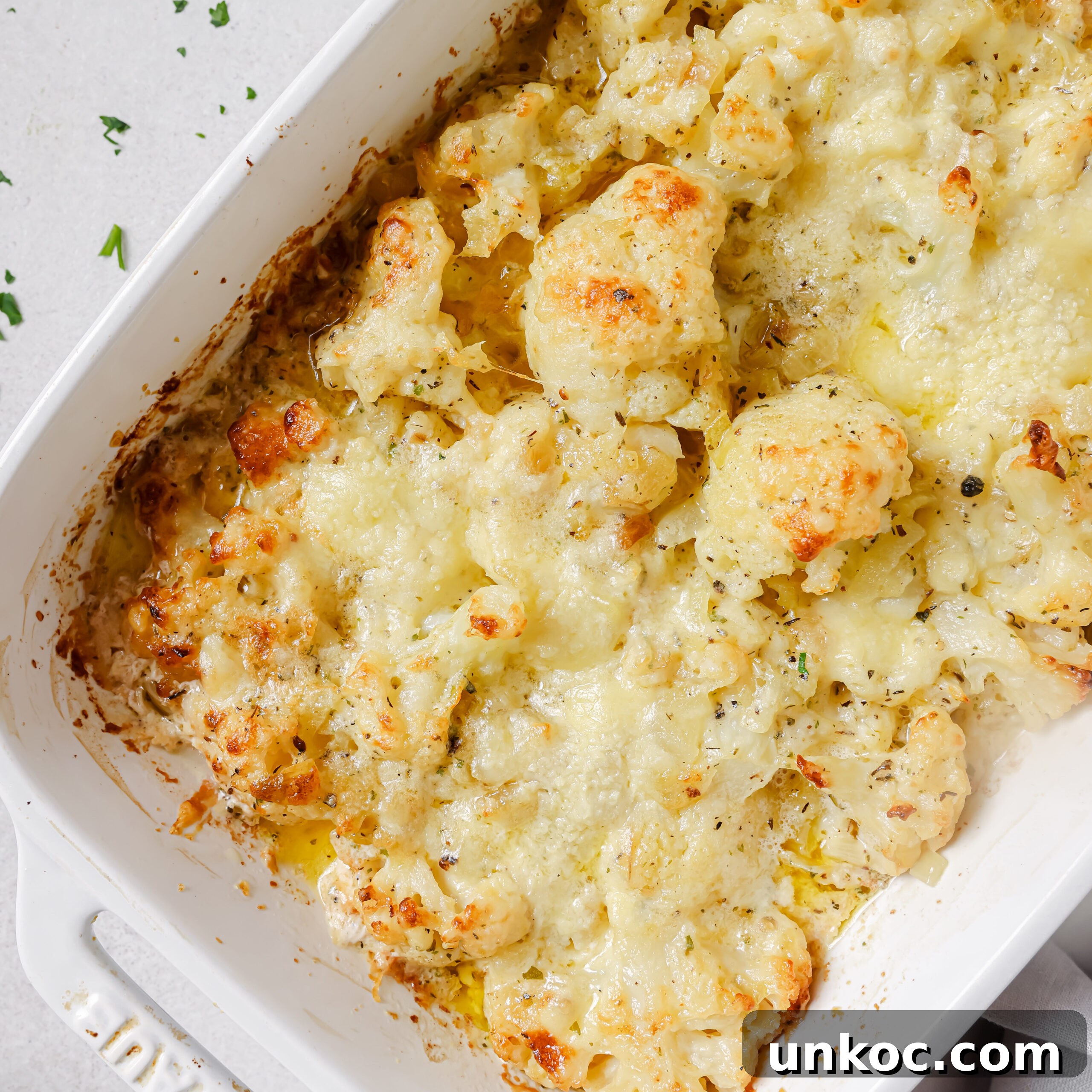Creamy Cauliflower Au Gratin with Golden Cheese Crust 11 Baked cauliflower au gratin.