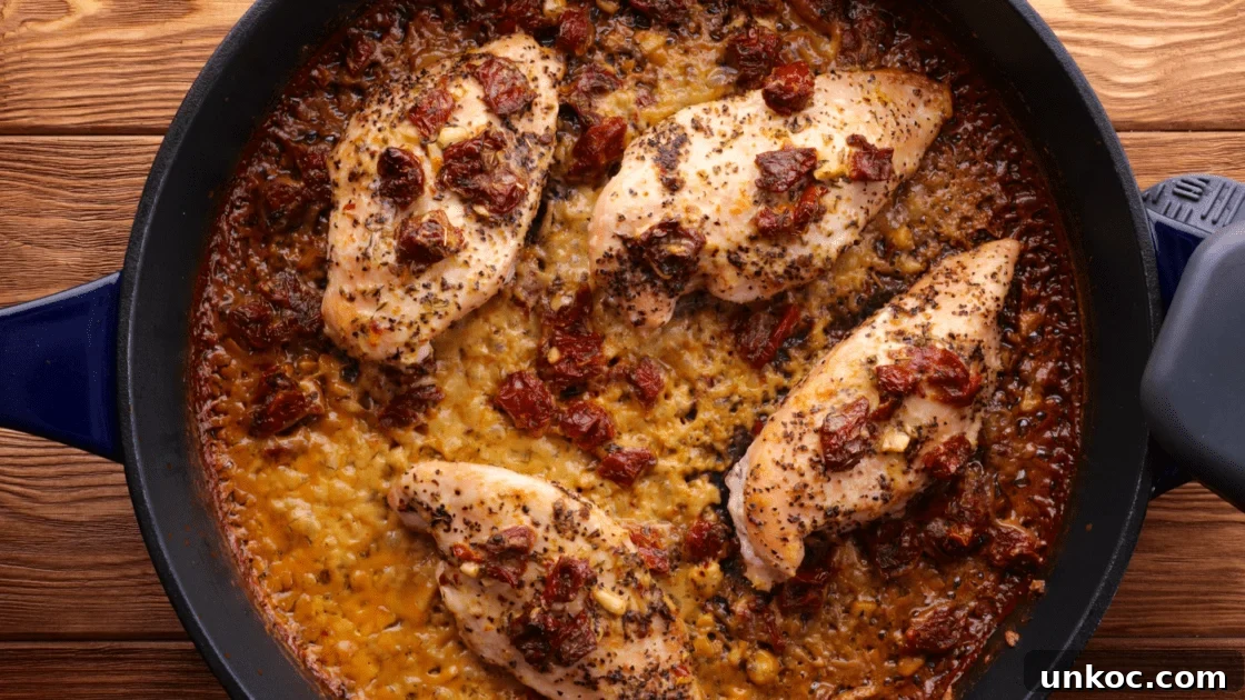 The baked marry me chicken fresh out of the oven.
