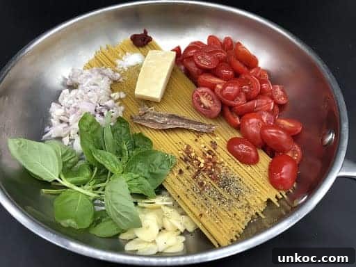 One Pot Pantry Pasta Recipe 3 Look how pretty the ingredients are, nearly the Italian flag.
