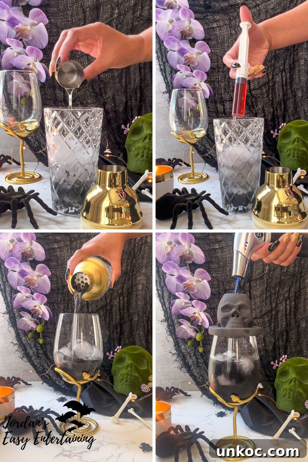 Smoked Blood Orange Margarita for Halloween 3 step by step making a smoky cocktail for Halloween